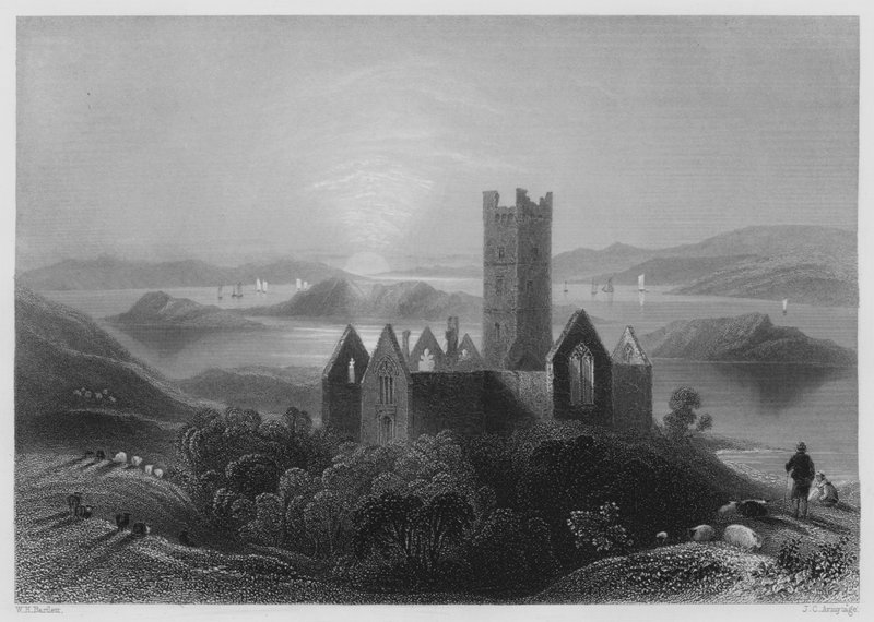 Opactwo Roserk (grawerowanie) autorstwa William Henry (after) Bartlett