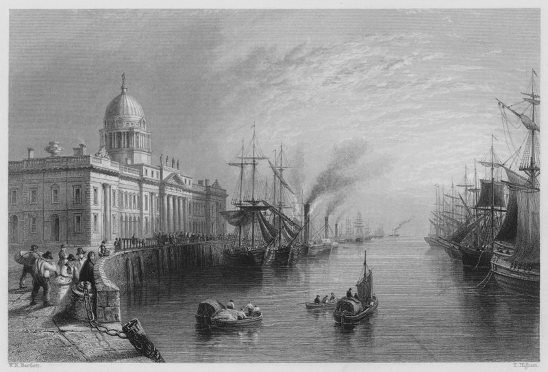 The Custom House, Dublin (grawerowanie) autorstwa William Henry (after) Bartlett