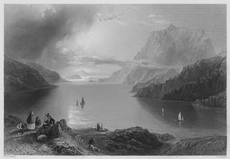 Góra Orła, Killeries, Connemara (rycina) autorstwa William Henry (after) Bartlett