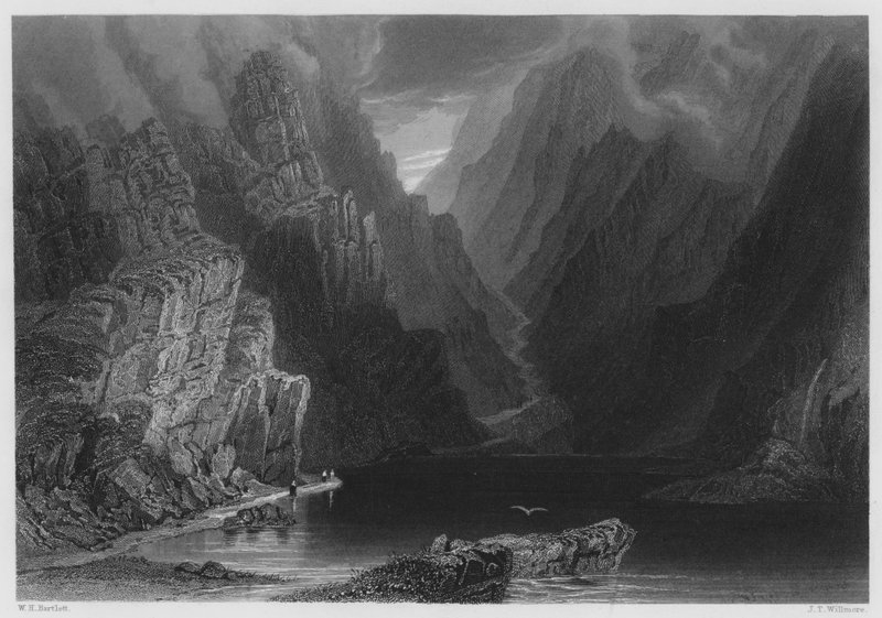 Góry w Gap of Dunloe (rycina) autorstwa William Henry (after) Bartlett