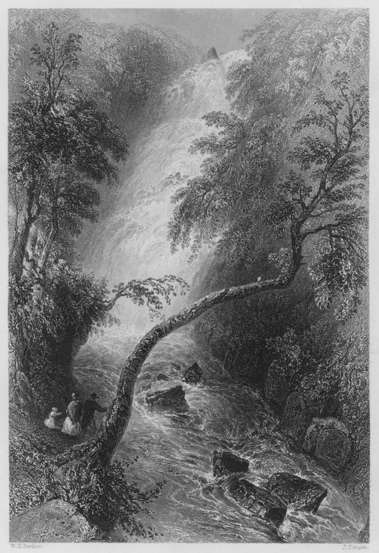 Torc Cascade (grawerowanie) autorstwa William Henry (after) Bartlett