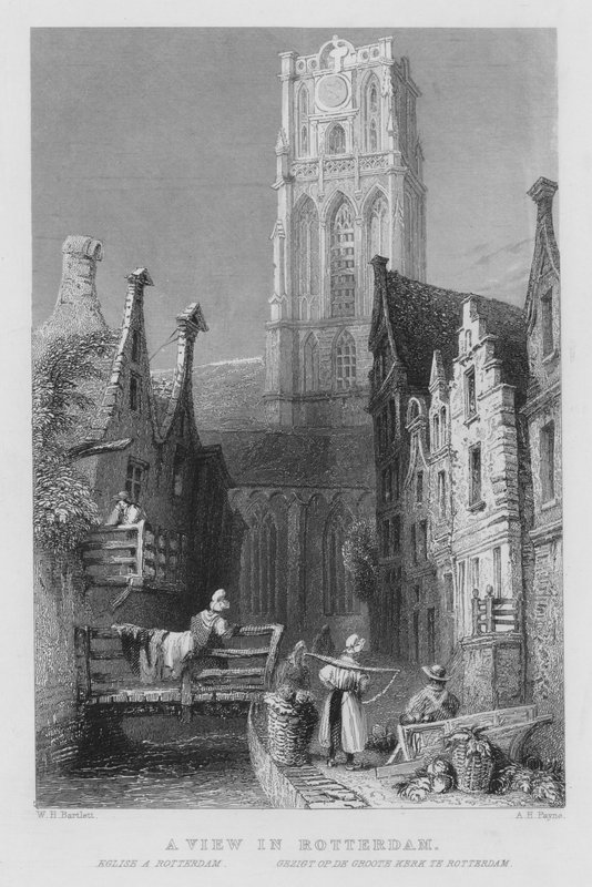 Widok w Rotterdamie (grawerunek) autorstwa William Henry Bartlett