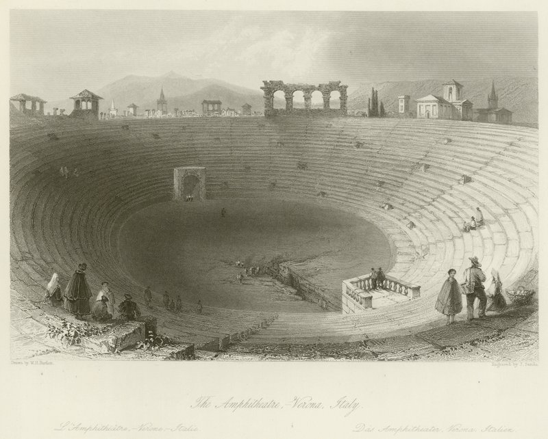 Arena w Weronie autorstwa William Henry Bartlett
