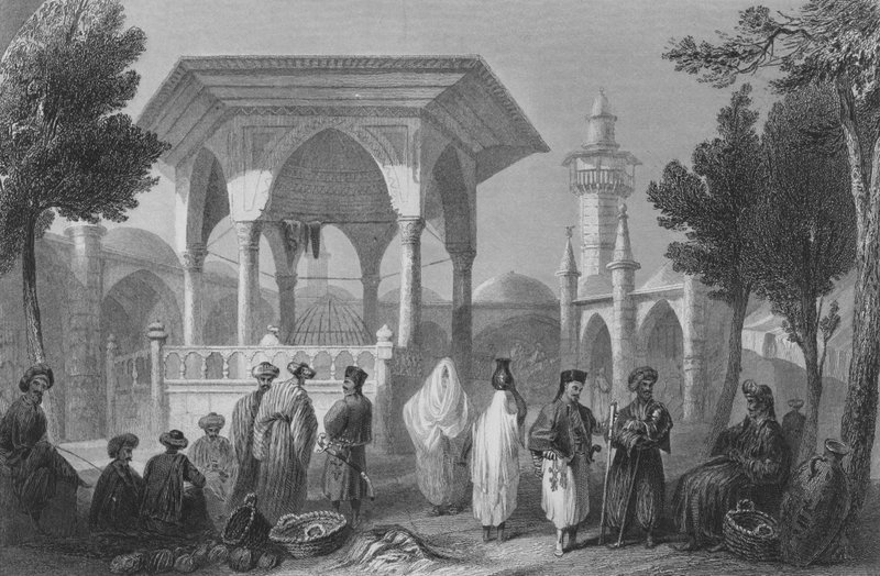 Bazar w Jaffie, starożytna Joppa autorstwa William Henry Bartlett