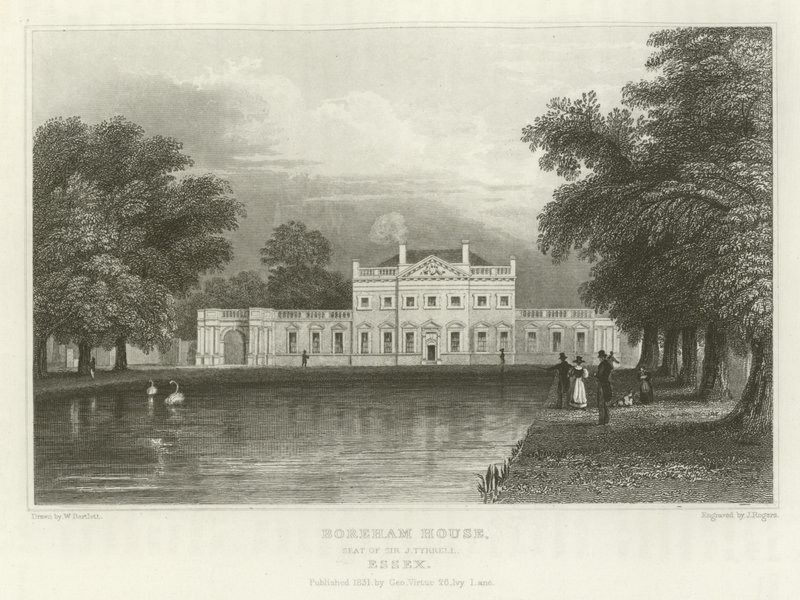 Boreham House, siedziba Sir J Tyrrella, Essex autorstwa William Henry Bartlett