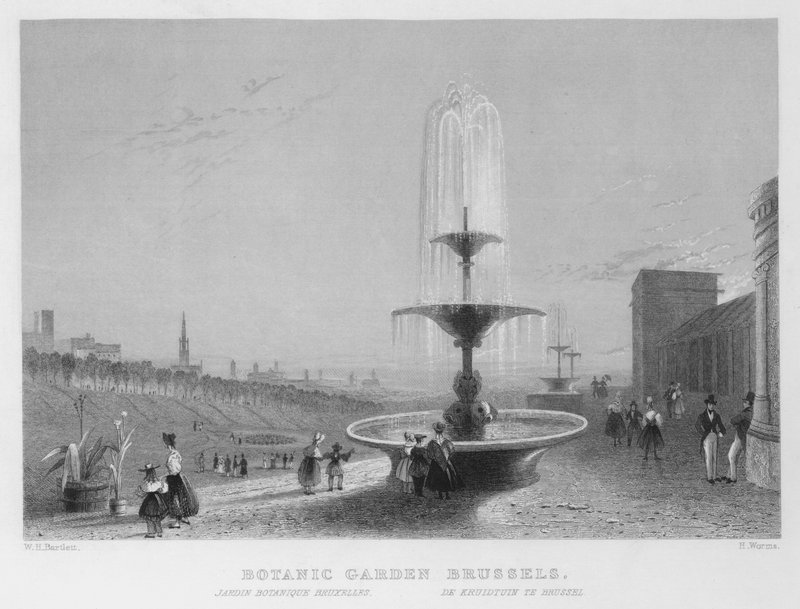 Ogród Botaniczny, Bruksela (grafika) autorstwa William Henry Bartlett