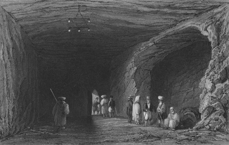 Jaskinia Szkoły Proroków na Górze Karmel autorstwa William Henry Bartlett