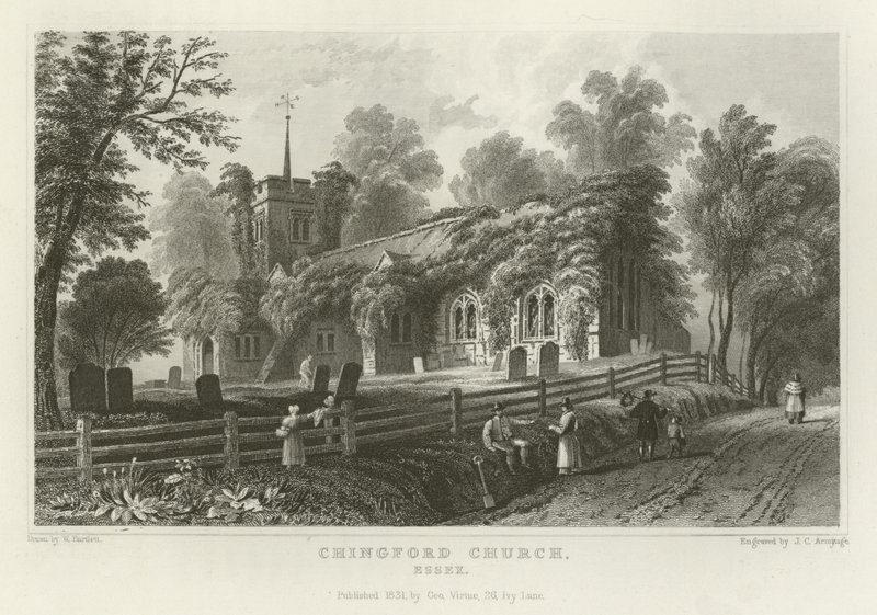 Kościół Chingford, Essex autorstwa William Henry Bartlett