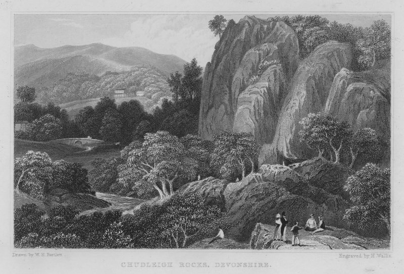 Chudleigh Rocks, Devonshire (grawerowanie) autorstwa William Henry Bartlett