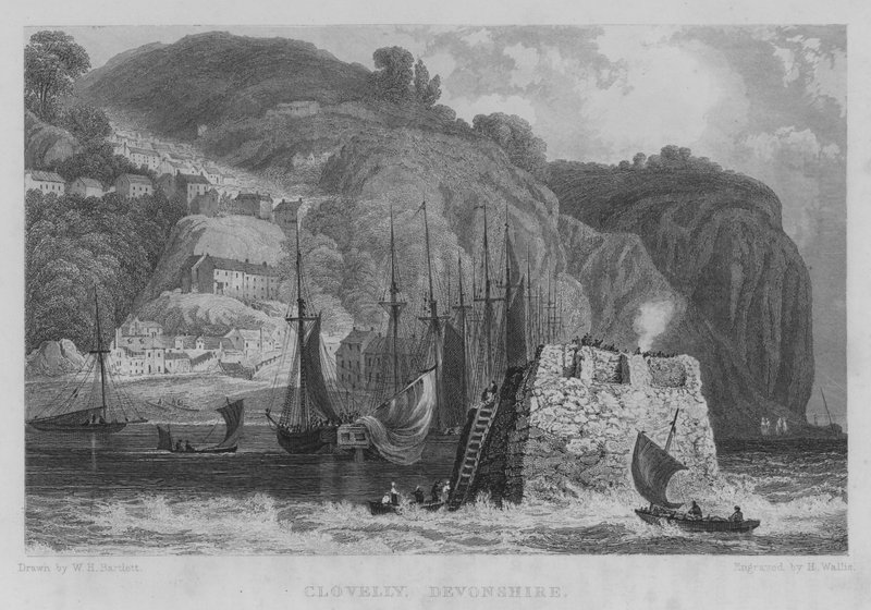 Clovelly, Devonshire (grawerowanie) autorstwa William Henry Bartlett