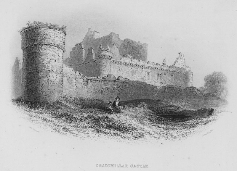Zamek Craigmillar (rycina) autorstwa William Henry Bartlett