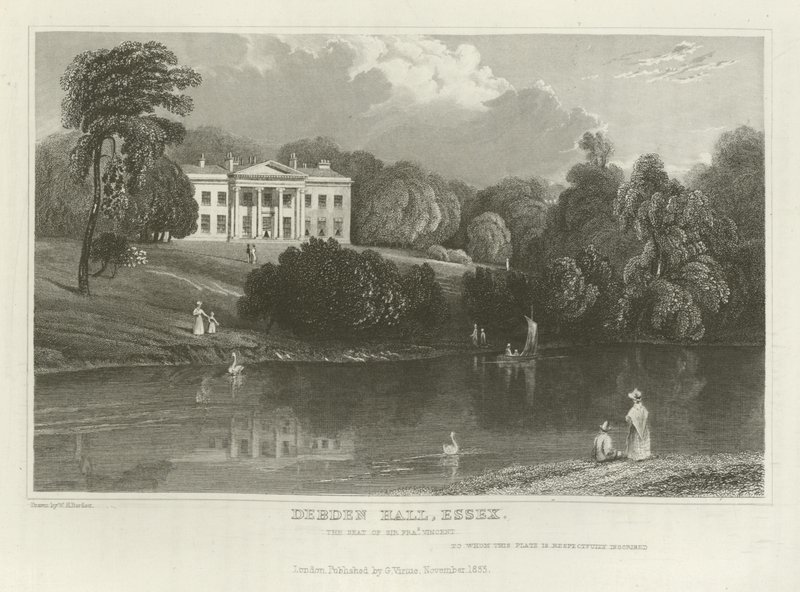 Debden Hall, Essex, siedziba Sir Francisa Vincenta autorstwa William Henry Bartlett