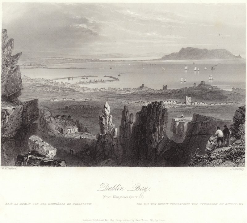 Zatoka Dublińska z Kingstown Quarries autorstwa William Henry Bartlett