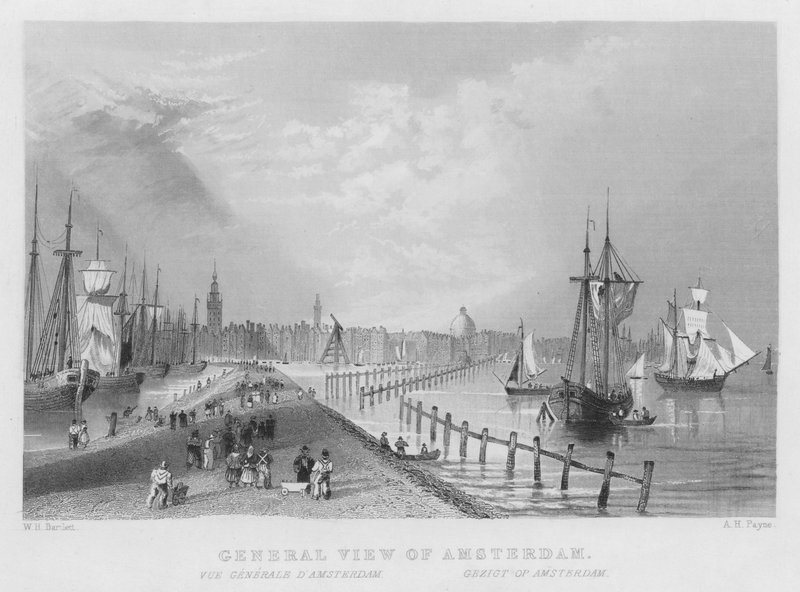 Widok ogólny Amsterdamu (grawerowanie) autorstwa William Henry Bartlett