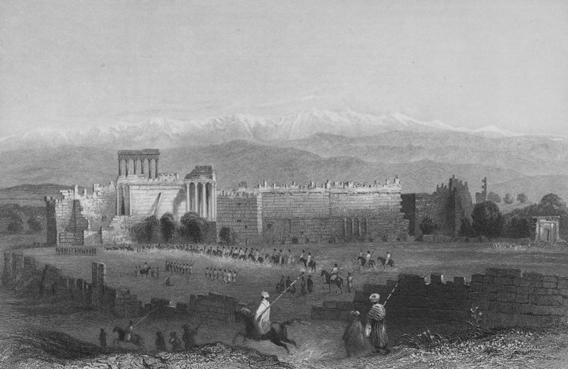 Ogólny widok Balbec i Anti-Libanus autorstwa William Henry Bartlett