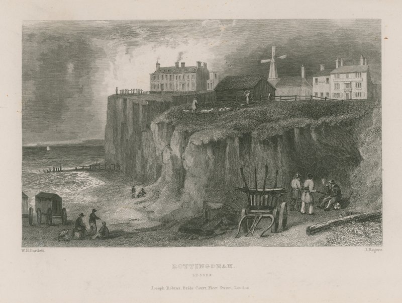 Ogólny widok na Rottingdean autorstwa William Henry Bartlett