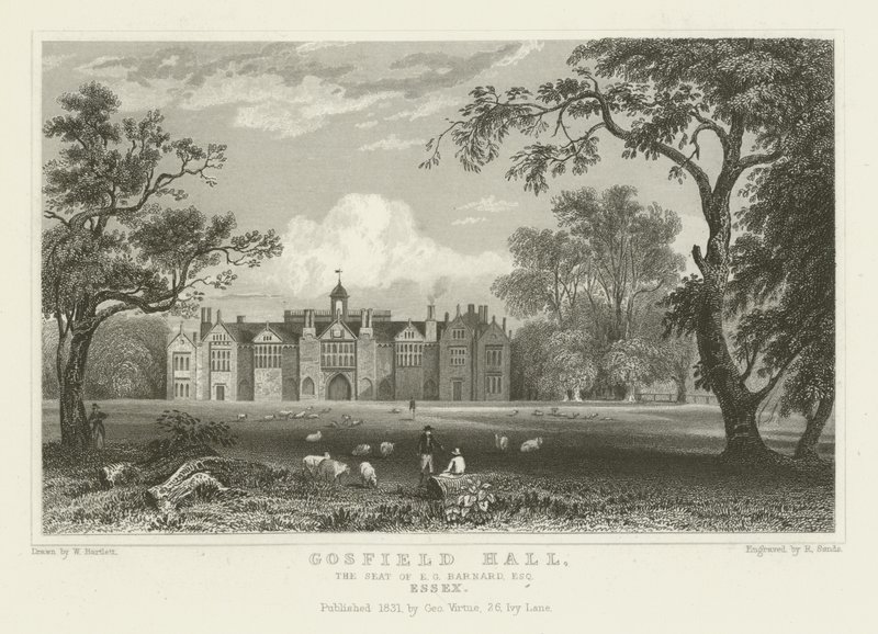 Gosfield Hall, siedziba EG Barnarda, Esquire, Essex autorstwa William Henry Bartlett
