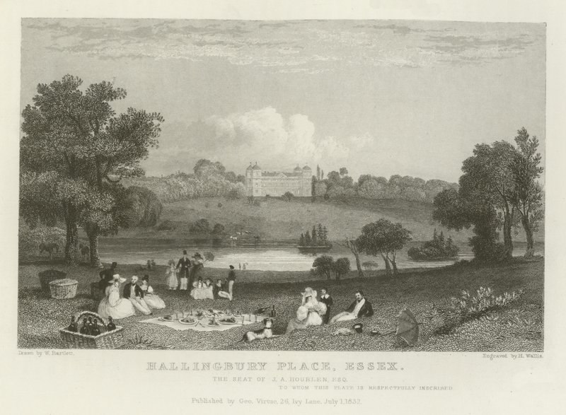 Hallingbury Place, Essex, siedziba JA Houblen, Esquire autorstwa William Henry Bartlett