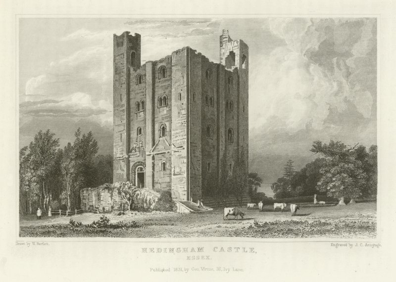 Zamek Hedingham, Essex autorstwa William Henry Bartlett