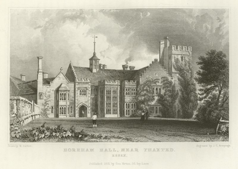 Horeham Hall, niedaleko Thaxted, Essex autorstwa William Henry Bartlett