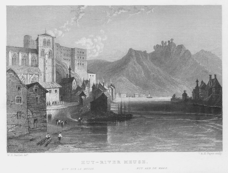 Huy, rzeka Moza (grafika) autorstwa William Henry Bartlett
