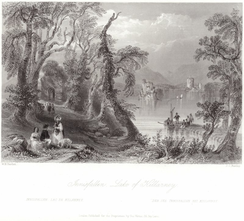 Innisfallen, Jezioro Killarney autorstwa William Henry Bartlett