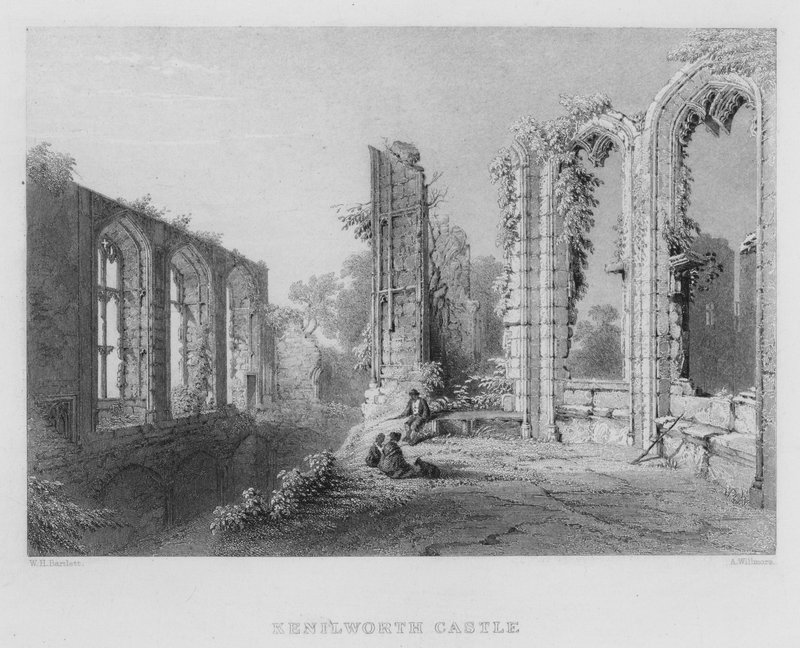 Zamek Kenilworth (rycina) autorstwa William Henry Bartlett