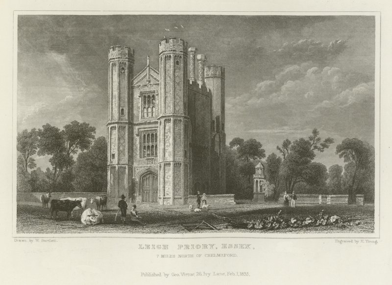 Leigh Priory, Essex, 7 mil na północ od Chelmsford autorstwa William Henry Bartlett