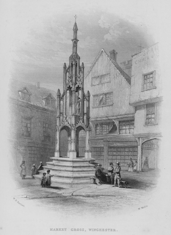 Market Cross, Winchester (grawerowanie) autorstwa William Henry Bartlett
