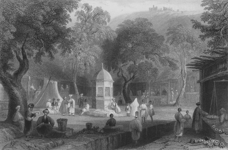 Scena targowa i fontanna, Antioch autorstwa William Henry Bartlett