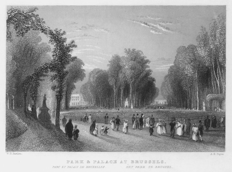 Park i Pałac w Brukseli (grafika) autorstwa William Henry Bartlett