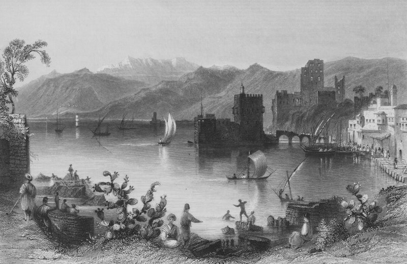 Port w Bejrucie, starożytny Berothai autorstwa William Henry Bartlett
