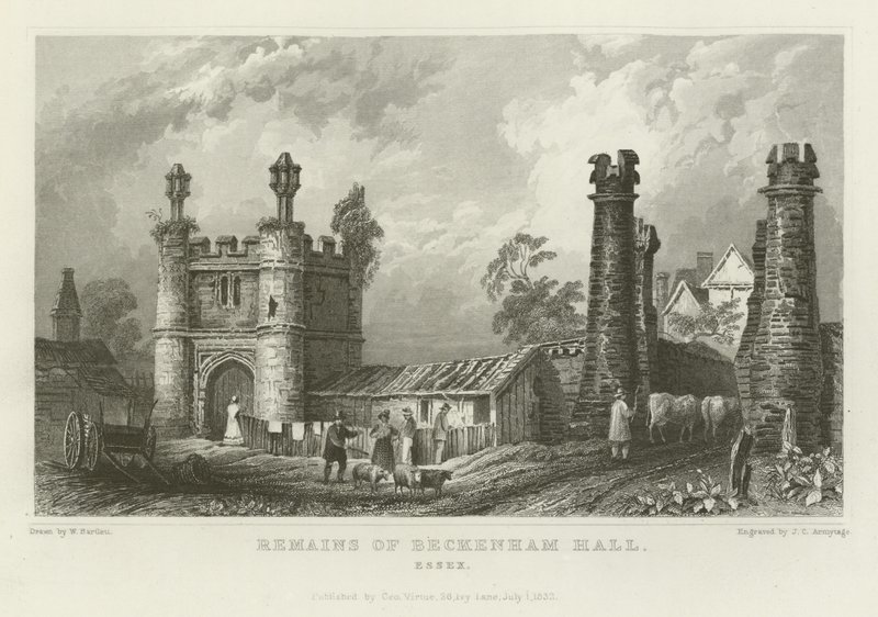 Pozostałości Beckenham Hall, Essex autorstwa William Henry Bartlett