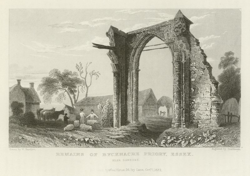 Pozostałości klasztoru Bycknacre, Essex, niedaleko Danbury autorstwa William Henry Bartlett