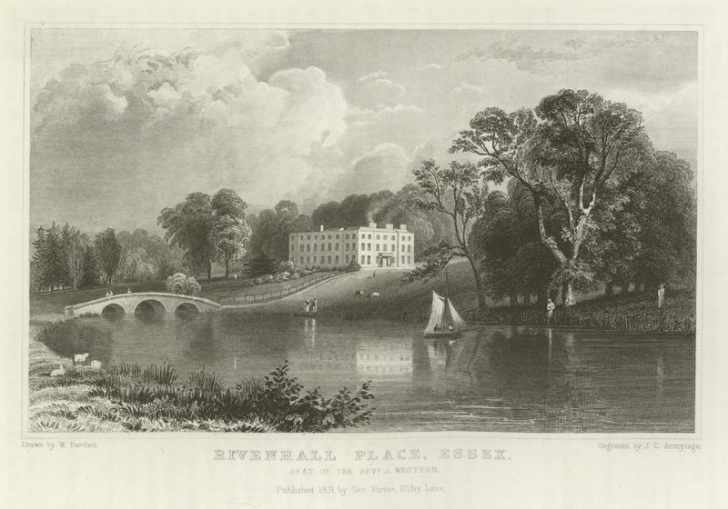 Rivenhall Place, Essex, siedziba wielebnego J Western autorstwa William Henry Bartlett