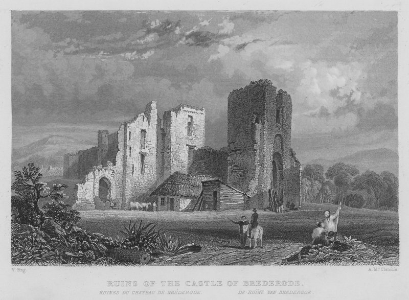 Ruiny zamku Brederode (grafika) autorstwa William Henry Bartlett