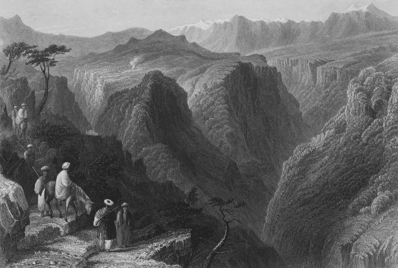 Scena na górze Liban, nad doliną Kadesha, czyli Świętą Doliną autorstwa William Henry Bartlett
