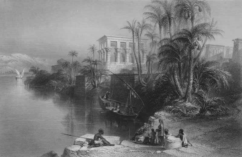 Scena na Nilu w Philoe, nad Syene (rycina) autorstwa William Henry Bartlett