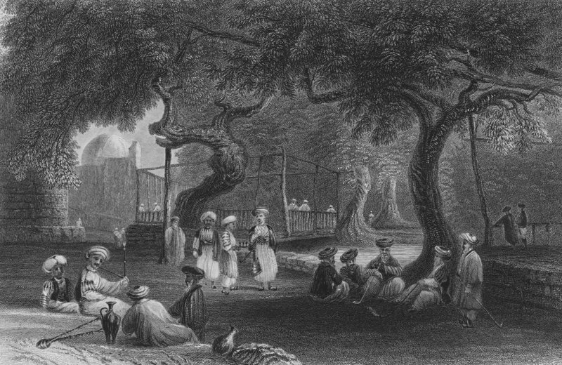 Dom Scheicha, w Zebdane, na Pharpar autorstwa William Henry Bartlett