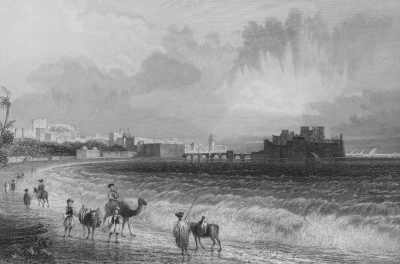 Sydon, na podejściu z Bejrutu autorstwa William Henry Bartlett