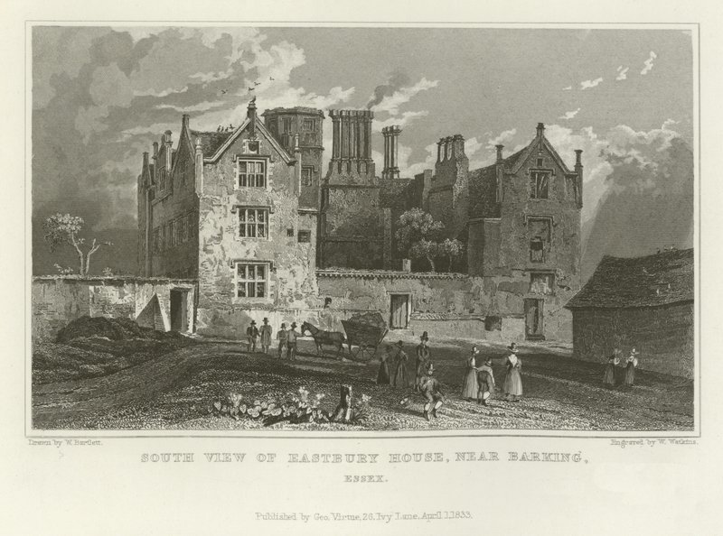Widok południowy na Eastbury House, w pobliżu Barking, Essex autorstwa William Henry Bartlett