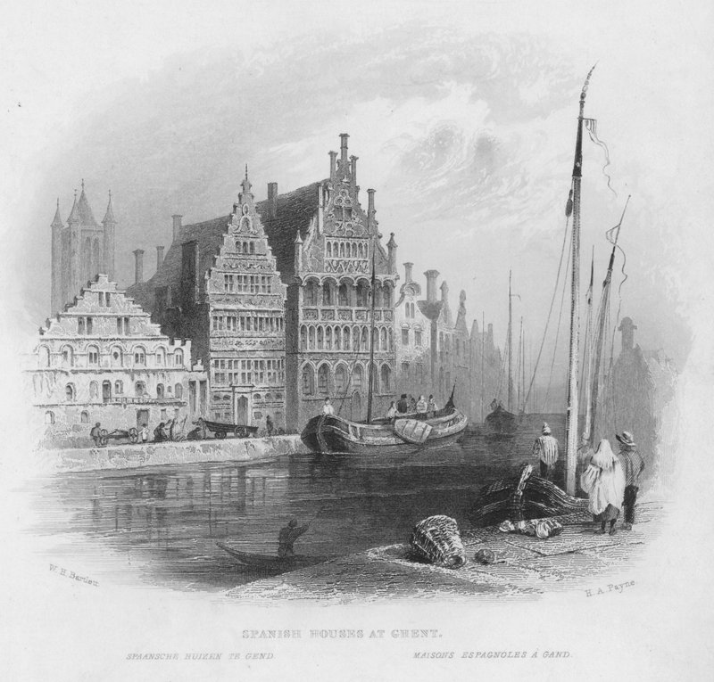 Hiszpańskie domy w Gandawie (grawerowanie) autorstwa William Henry Bartlett