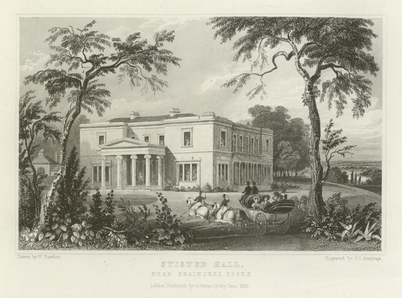 Stisted Hall, niedaleko Braintree, Essex autorstwa William Henry Bartlett
