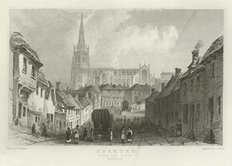 Thaxted, z południa, Essex autorstwa William Henry Bartlett