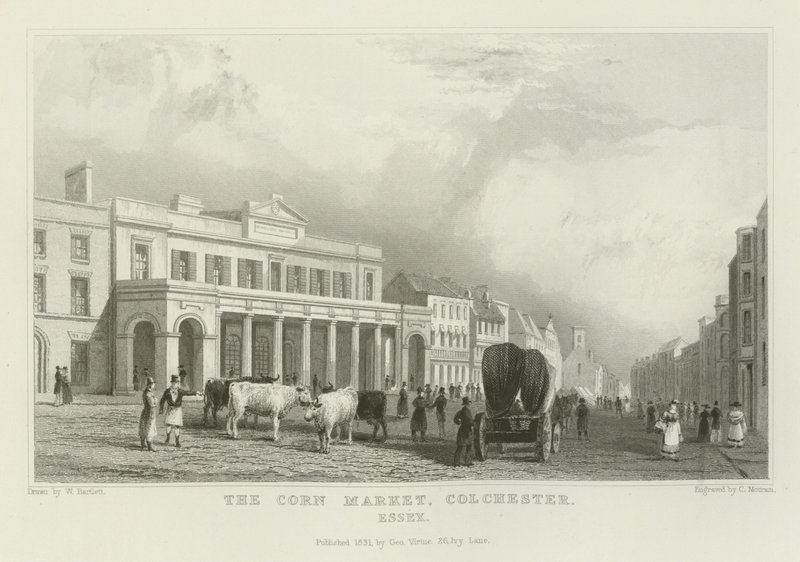 Rynek kukurydzy, Colchester, Essex autorstwa William Henry Bartlett