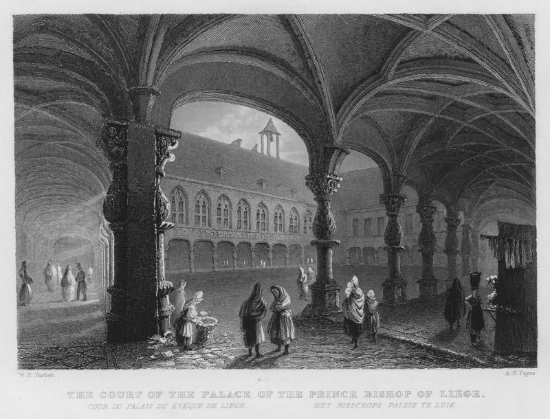 Dwór Pałacu Księcia Biskupa Liege (rycina) autorstwa William Henry Bartlett