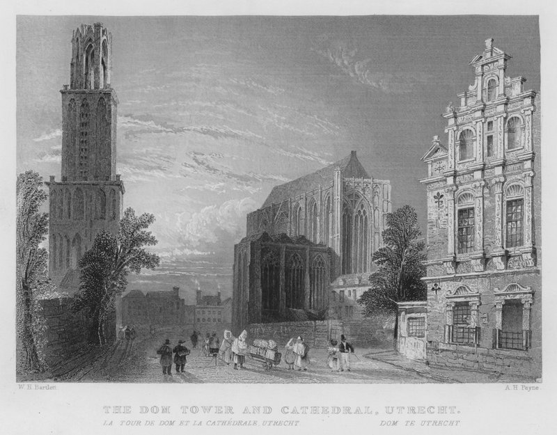 Wieża Domowa i Katedra, Utrecht (rycina) autorstwa William Henry Bartlett