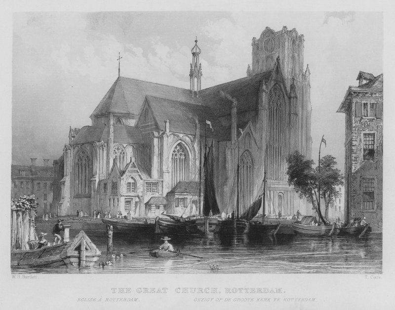 Wielki Kościół, Rotterdam (rycina) autorstwa William Henry Bartlett