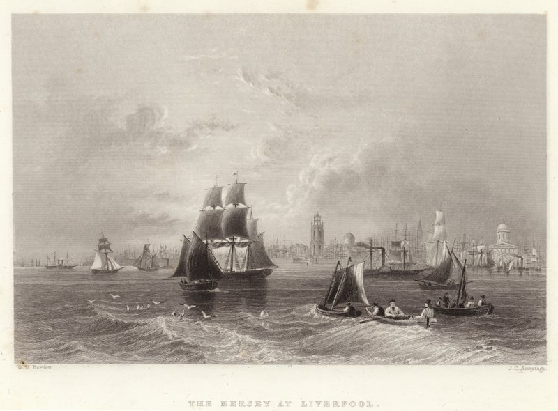 Mersey w Liverpoolu autorstwa William Henry Bartlett
