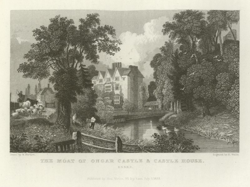 Fosa Zamku Ongar i Dom Zamkowy, Essex autorstwa William Henry Bartlett